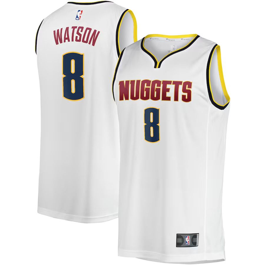 Men Denver Nuggets #8 Peyton Watson Fanatics Branded White Fast Break Player NBA Jersey->youth nba jersey->Youth Jersey